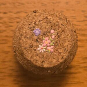 Brand New Hand Crafted Magnet Created from Champagne Cork Featuring Flowers